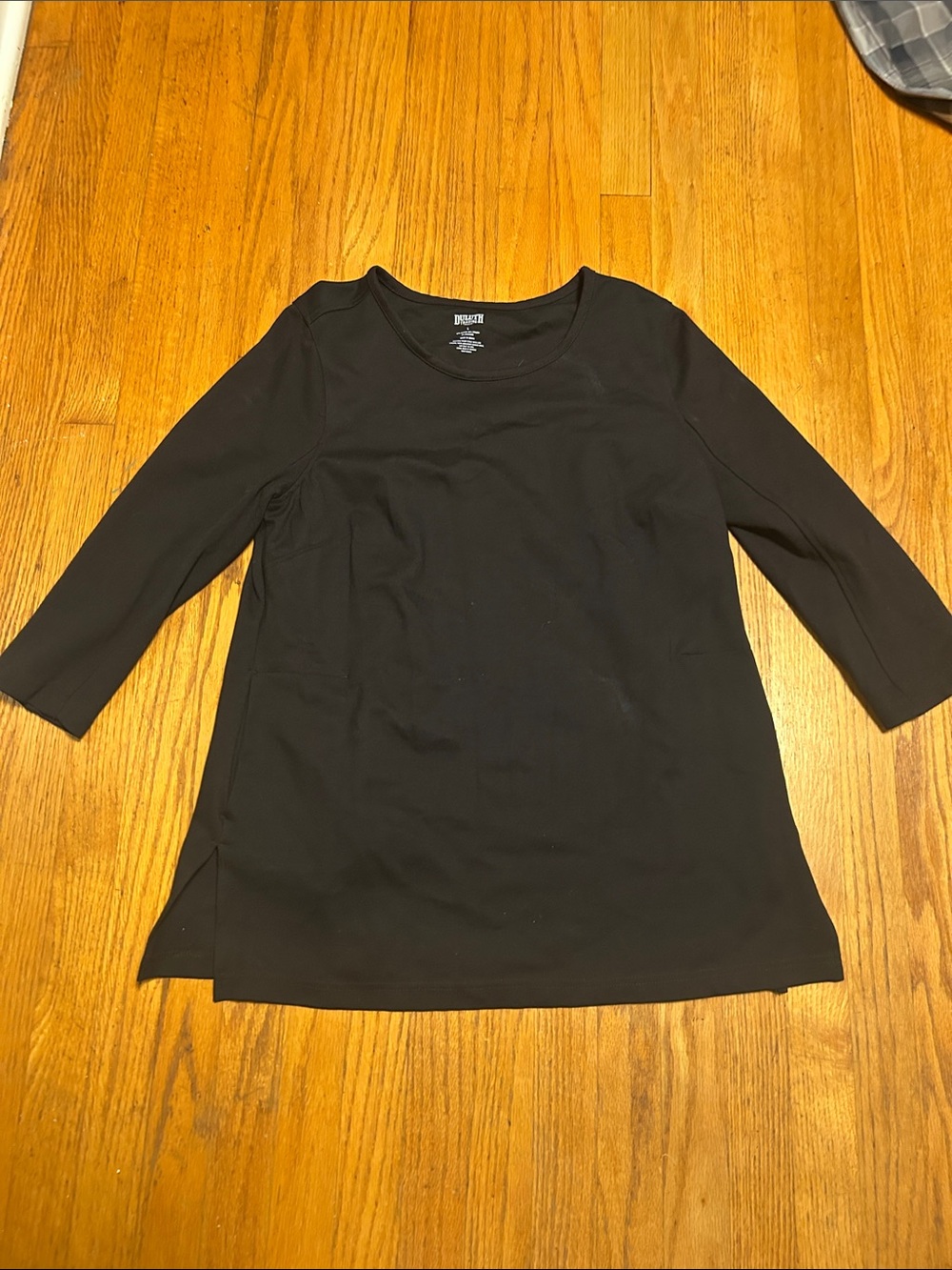 Duluth Trading Co Black 3/4 Sleeve Tunic Top